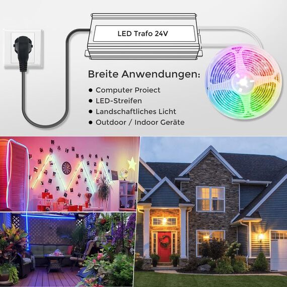 LED Trafo 24V 300W IP67, Outdoor Wasserdicht Transformator mit Stecker, Netzteil Treiber 230V auf DC 24 Volt Adapter, Driver Außen für LED-Streifen Lampen Strahler Lichtbänder