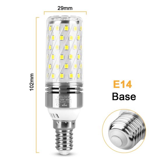 Vicloon LED Maiskolben Lampen,4er-Pack E14 Mais Glühbirnen,10W 1300LM,Warmweiß 3000K,Groß Abstrahlwinkel 360°,Kein Flackern,Led Leuchtmittel