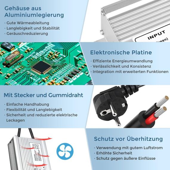 LED Trafo 12V 350W IP67 Outdoor Wasserdicht Netzteil 230V auf DC 12V Adapter für Streifenlampen
