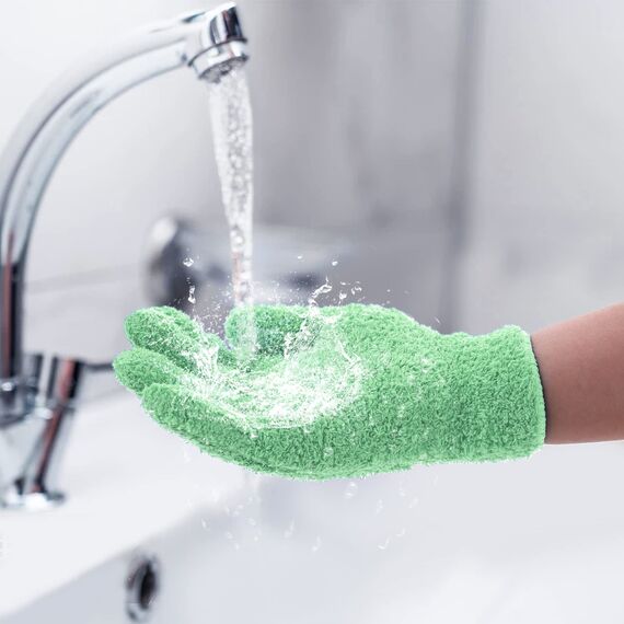 ASTER 2Paare Mikrofaser Staubhandschuhe Waschbar Reinigungshandschuh Korallenvlies Putzhandschuhe Abstauben Cleaning Gloves für Küchen Haus Jalousien Lampen Möbel und schwer zugängliche Ecklücken