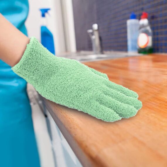 ASTER 2Paare Mikrofaser Staubhandschuhe Waschbar Reinigungshandschuh Korallenvlies Putzhandschuhe Abstauben Cleaning Gloves für Küchen Haus Jalousien Lampen Möbel und schwer zugängliche Ecklücken