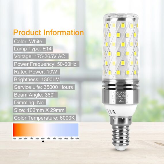 Vicloon LED Lampe,4er-Pack LED Mais Glühbirnen mit 84 LEDs,Kaltweiß 6000K,1300LM Entspricht 80W Glühbirnen,360°Abstrahlwinkel,Kein Flackern,Led Leuchtmittel