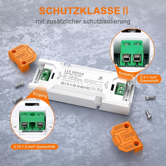 DUSKTEC Trafo 230V auf DC 12V 0-15W Ultradünner, LED Treiber Netzteil 12V Gleichstrom Flach, Transformator 220 Volt auf 12 Volt LED Driver Power Supply Konstantspannung für Lampen Streifen
