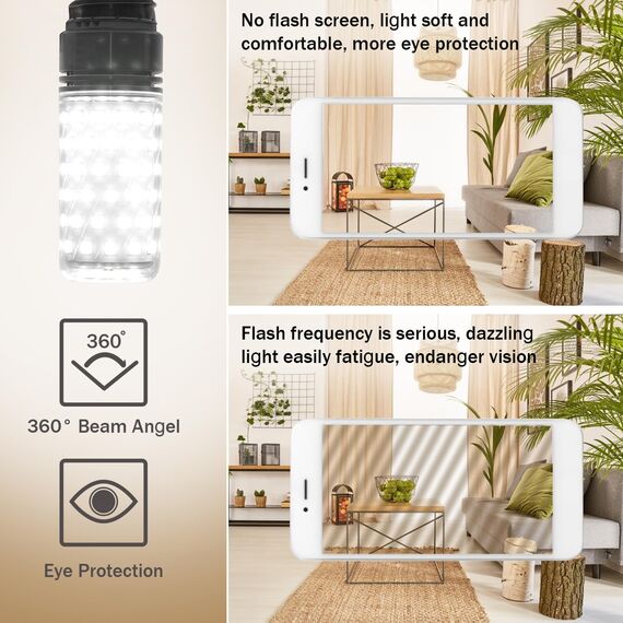 Vicloon LED Lampe,4er-Pack LED Mais Glühbirnen mit 84 LEDs,Kaltweiß 6000K,1300LM Entspricht 80W Glühbirnen,360°Abstrahlwinkel,Kein Flackern,Led Leuchtmittel