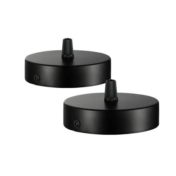 Deckenbaldachin 100x20mm,Anschlussdose aus Metall,1 Loch Runder Lampenschirm - Deckenrosette - Mattschwarz,alle Lampen Geeignet (2)