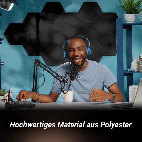 Hexagon Akustikpaneele selbstklebend 18 Stücke, TONOR Schallabsorber Schallschutz mit Hochdichte Wandfliesen Schalldämmung 30x26x1 cm für Studio, Büro, Akustische Behandlung und Gaming deko, Schwarz