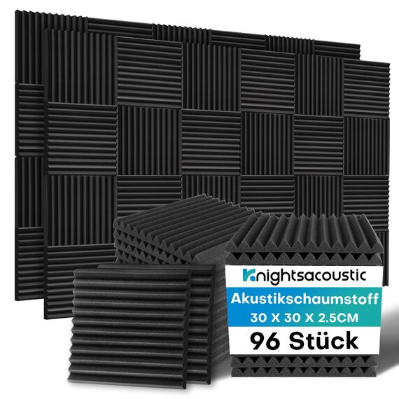 96 Stück Akustikschaumstoff Schalldämmung, 2.5 X 30 X 30CM Schallschutzplatten, Schalldämmung Schaumstoffplatte Akustik Schaumstoff, Schalldämmung Akustikpaneele für Tonstudio Podcasts Youtube-Zimmer