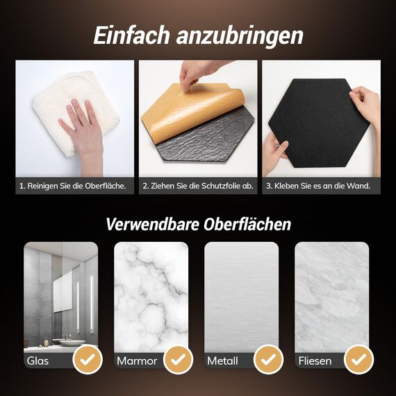 Hexagon Akustikpaneele selbstklebend 18 Stücke, TONOR Schallabsorber Schallschutz mit Hochdichte Wandfliesen Schalldämmung 30x26x1 cm für Studio, Büro, Akustische Behandlung und Gaming deko, Schwarz