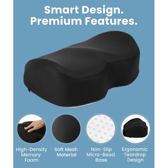 Everlasting Comfort Büro-Fußstütze für unter den Schreibtisch – komplett aus Memory-Schaumstoff – tropfenförmig gebogenes Design – rutschfeste Unterseite (schwarz)