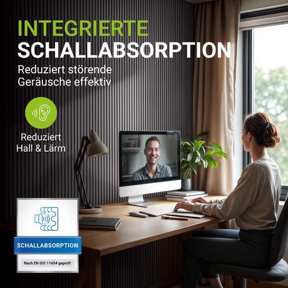 Juskys Akustikpaneele 4er Set 2,88 m² – Wandpaneele 120x60 cm zur Wandverkleidung, reduziert Hall & Lärm, dekorative Wandplatten – Eiche Dunkelgrau