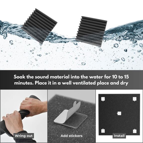 ROVSON Akustikpaneele, 12 Stück Akustikschaumstoff, 30x30x5cm, Hochdichte Schallabsorber Wand, Schallabsorber, Schalldämmung für Tonstudio, Anthrazit-Grau, Enthält Klebstoffe