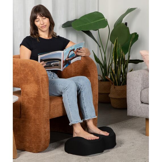 Everlasting Comfort Büro-Fußstütze für unter den Schreibtisch – komplett aus Memory-Schaumstoff – tropfenförmig gebogenes Design – rutschfeste Unterseite (schwarz)