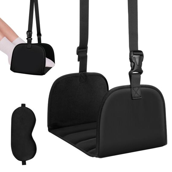 Flintronic Flugzeug Fußstütze Fußhängematte, Flugzeugfußstütze aus Premium-Schaumstoff, Tragbare Verstellbare Flugzeug Beinauflage, Keine Zusammenstoßende Fußstütze, für Auto, Zug, Büro, Lange Flüge