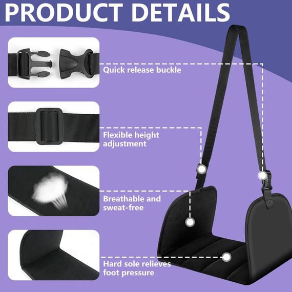 Flintronic Flugzeug Fußstütze Fußhängematte, Flugzeugfußstütze aus Premium-Schaumstoff, Tragbare Verstellbare Flugzeug Beinauflage, Keine Zusammenstoßende Fußstütze, für Auto, Zug, Büro, Lange Flüge