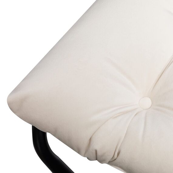 HollyHOME Fußhocker Klappbar Fußablage Fußstütze Faltbar Sitzhocker mit Metallbeinen Fusshocker mit Abnehmbar Gepolsterte Sitzfläche Samt, Beige