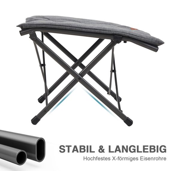 EVER ADVANCED Fußhocker Fußablage Faltbar Klapphocker mit Höhe von 47cm Klappbarer Hocker Gepolstert Fußstütze für Sessel Garten- und Balkonstuhl