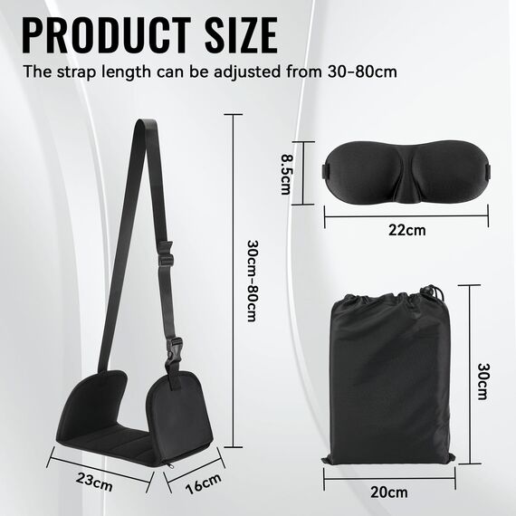 Pavlleen Flugzeug Fußstütze, Die Fußstütze Besteht aus Hochwertigem Schwamm, Abnehmbarer Stützplatte und Verstellbarem Elastischem Nylongewebe und Bietet Komfort und Tragbarkeit für Langstreckenreisen