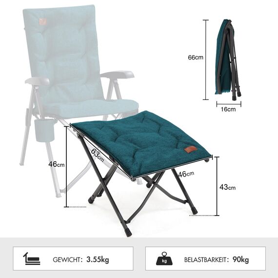 EVER ADVANCED Fußhocker Fußablage Faltbar Klapphocker mit Höhe von 47cm Klappbarer Hocker Gepolstert Fußstütze für Sessel Garten- und Balkonstuhl