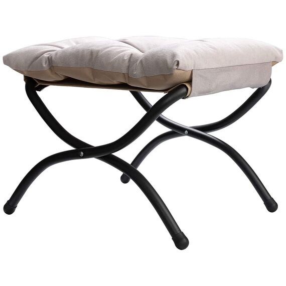 HollyHOME Fußhocker Klappbar Fußablage Fußstütze Faltbar Sitzhocker mit Metallbeinen Fusshocker mit Abnehmbar Gepolsterte Sitzfläche, Grau