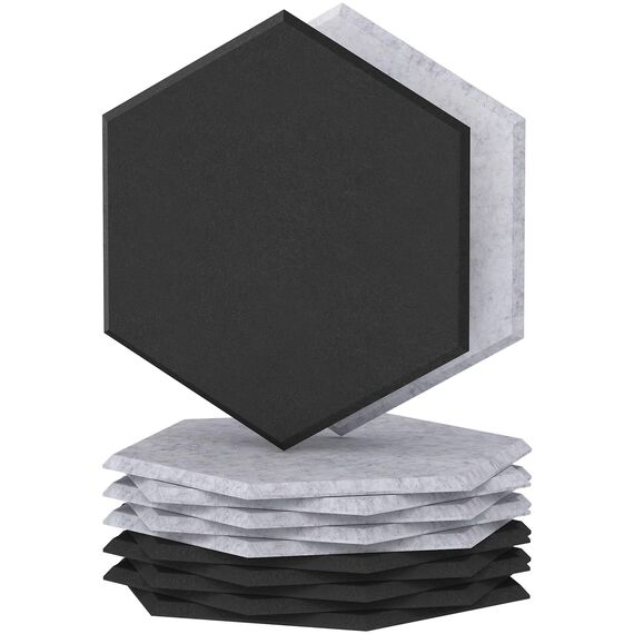 TONOR Schallschutzplatten, Wandpaneele für Akustische Behandlung und Wanddekoration, 6 St.Grau + 6 St.Schwarz