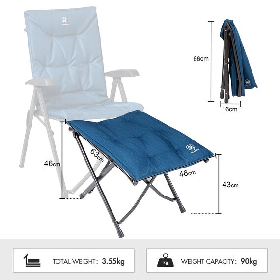 EVER ADVANCED Fußhocker Fußablage Faltbar Klapphocker mit Höhe von 47cm Klappbarer Hocker Gepolstert Fußstütze für Sessel Garten- und Balkonstuhl