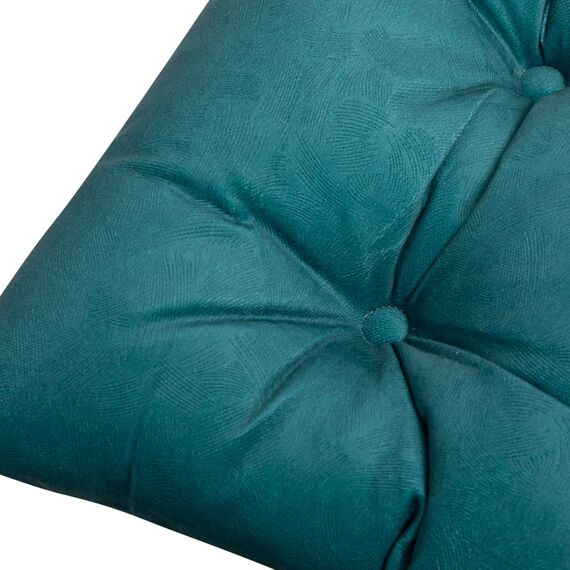 HollyHOME Fußhocker Klappbar Fußablage Fußstütze Faltbar Sitzhocker mit Metallbeinen Fusshocker mit Abnehmbar Gepolsterte Sitzfläche, Pfauenblau