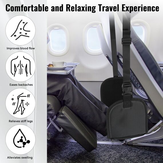 Pavlleen Flugzeug Fußstütze, Die Fußstütze Besteht aus Hochwertigem Schwamm, Abnehmbarer Stützplatte und Verstellbarem Elastischem Nylongewebe und Bietet Komfort und Tragbarkeit für Langstreckenreisen