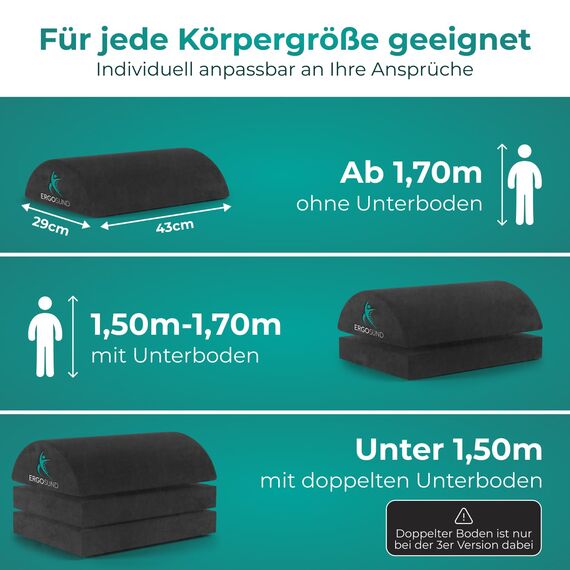 ERGOSUND Fußstütze Schreibtisch [mit verbesserter Flausch-Fußtasche] Höhenverstellbare Fußbank [rutschfest] Ergonomische Fußablage Schreibtisch, Homeoffice Büro Zubehör Fußhocker Footrest Fussstütze
