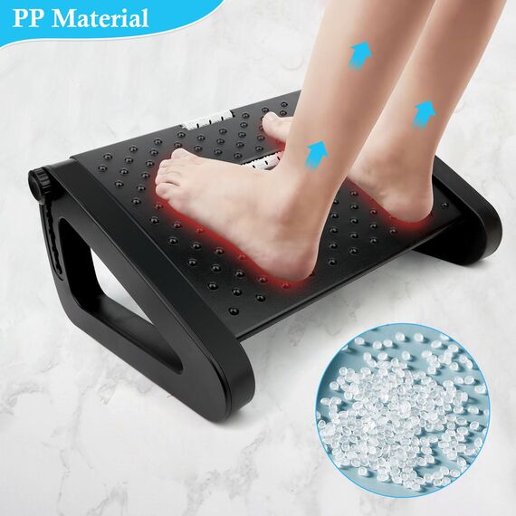 VFANDV Fußstütze Schreibtisch, Schreibtisch-Füßstütze mit Massagefunktion 6 Höhenverstellbar Fußbank, Rutschfest Footrest für Büro und Zuhause