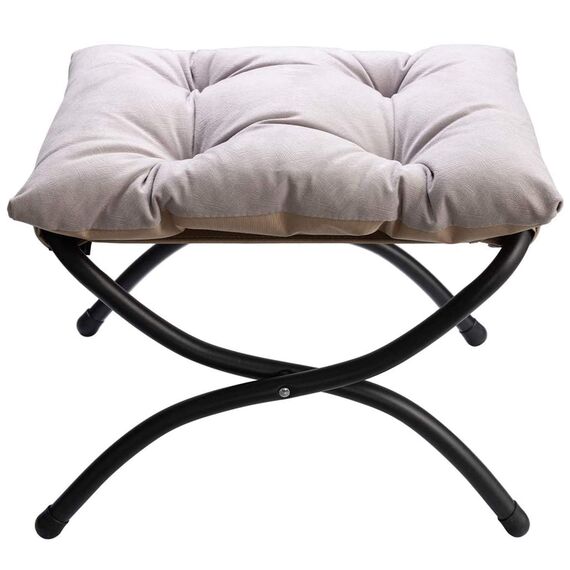 HollyHOME Fußhocker Klappbar Fußablage Fußstütze Faltbar Sitzhocker mit Metallbeinen Fusshocker mit Abnehmbar Gepolsterte Sitzfläche, Grau