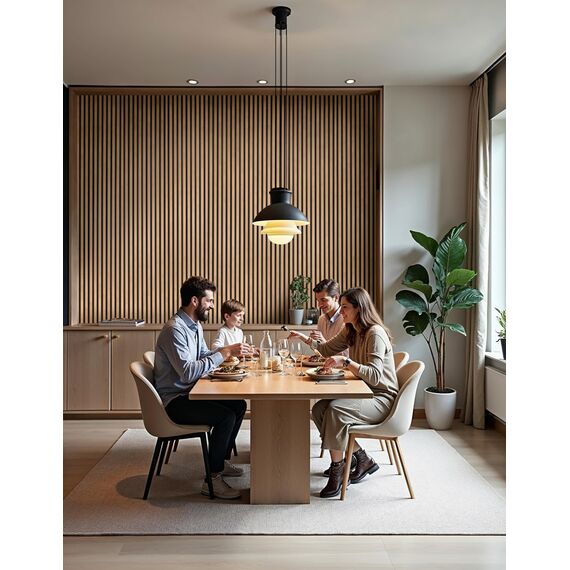 wohnartig® Akustikpaneele 1,485m² - 275cm x 54cm | Muster Farben: Eiche Santa, Eiche Windsor, Beton, Bianco, Granit, Schwarz, Buche | Wandverkleidung | Akustikpaneel | Wandpaneele auf filz