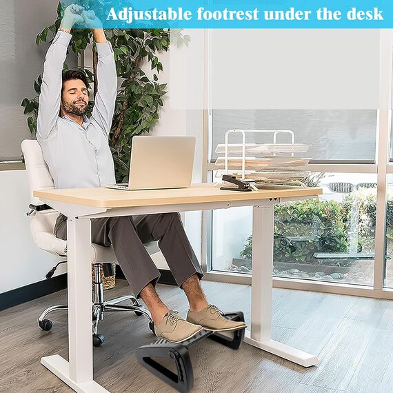 VFANDV Fußstütze Schreibtisch, Schreibtisch-Füßstütze mit Massagefunktion 6 Höhenverstellbar Fußbank, Rutschfest Footrest für Büro und Zuhause