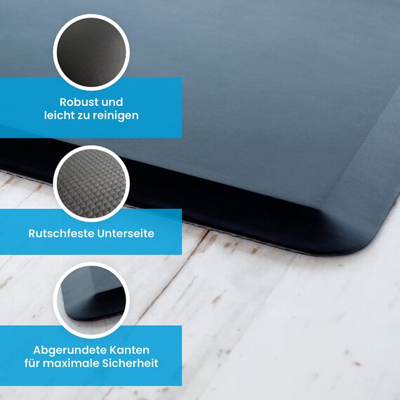 Ergotopia Anti-Ermüdungsmatte für Steharbeitsplätze - Ergonomische Arbeitsplatzmatte für gesundes & schmerzfreies Stehen - rutschfeste Stehmatte aus umweltfreundlichem PU (Schwarz)