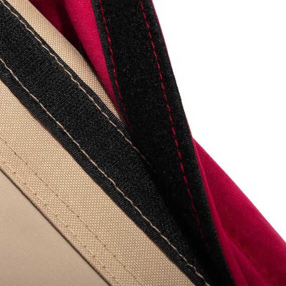 HollyHOME Fußhocker Klappbar Fußablage Fußstütze Faltbar Sitzhocker mit Metallbeinen Fusshocker mit Abnehmbar Gepolsterte Sitzfläche Samt, Rot