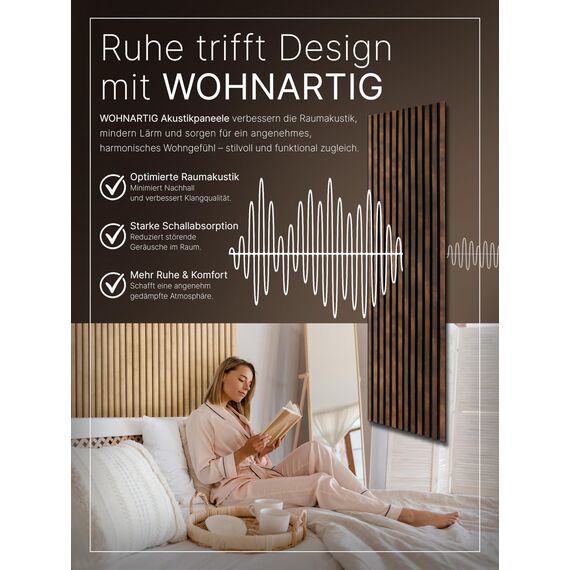 wohnartig® Akustikpaneele 1,485m² - 275cm x 54cm* set - (set = 2 Stück 275cm x 27cm) | Farbe: Antique Bronze 345 | Wandverkleidung | Akustikpaneel | Wandpaneele auf filz | Akustikfilz