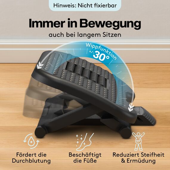 ACROPAQ Fußstütze - Ergonomische Fußablage mit verstellbaren Höhen und entspannender Massagefunktion für Bürokomfort - AF004