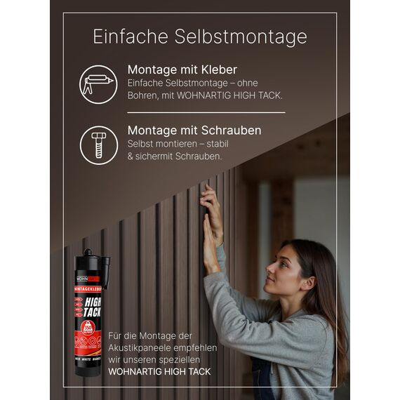 wohnartig® Akustikpaneele 1,485m² - 275cm x 54cm* set - (set = 2 Stück 275cm x 27cm) | Farbe: Brushed Silver 364 | Wandverkleidung | Akustikpaneel | Wandpaneele auf filz | Akustikfilz