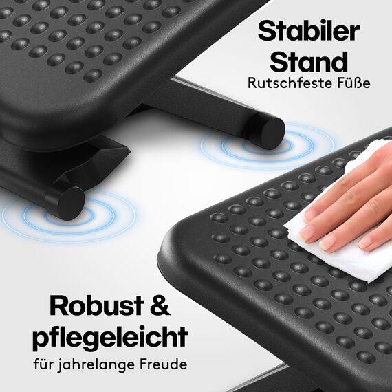 ACROPAQ Fußstütze Schreibtisch - Fußstütze mit 3 verstellbaren Höhen, Massagefunktion, neigbar von -30° bis +30° für maximalen Komfort - Fusshocker, Stehmatte schreibtisch, Fußbank