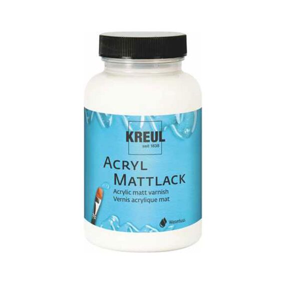 KREUL 79415 - Acryl Mattlack auf Wasserbasis, 275 ml Glas, matt transparent, Schutz-und Überzugslack für durchgetrocknete Aufmalungen, bedingt witterungsbeständig, speichelecht