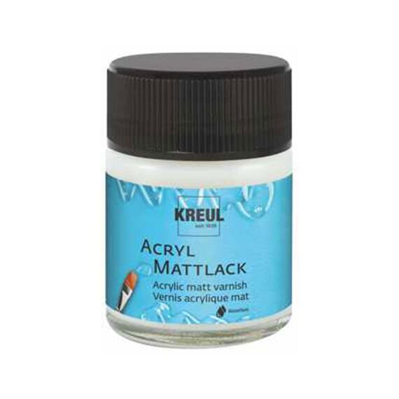 KREUL 79403 - Acryl Mattlack auf Wasserbasis, 50 ml Glas, matt transparent, Schutz- und Überzugslack für durchgetrocknete Aufmalungen, bedingt witterungsbeständig, speichelecht