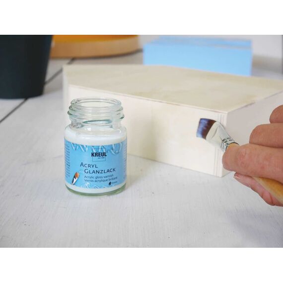 KREUL 79401 - Acryl Glanzlack, glänzend transparent, 50 ml Glas, auf Wasserbasis, Schutz- und Überzugslack für durchgetrocknete Aufmalungen, bedingt witterungsbeständig, speichelecht