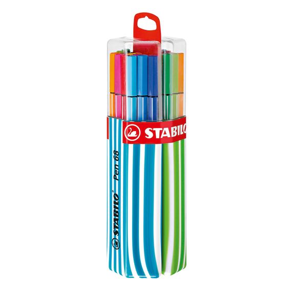 STABILO - Premium-Filzstift - Pen 68-20er Twin-Pack in hellblau/apfelgrün mit Hängelasche - mit 20 verschiedenen Farben