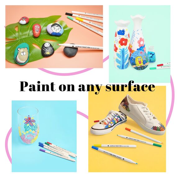 TBC The Best Crafts Acrylstifte für Steine Wasserfest, 24 Farben, Acrylstifte Wasserfest, Steine Bemalen Stifte, Acrylic Paint Marker, Glasmalstifte für Leinwand, Holz, Ostergeschenke Kinder