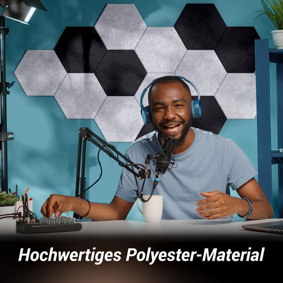 TONOR Schallschutzplatten, Wandpaneele für Akustische Behandlung und Wanddekoration, 6 St.Grau + 6 St.Schwarz