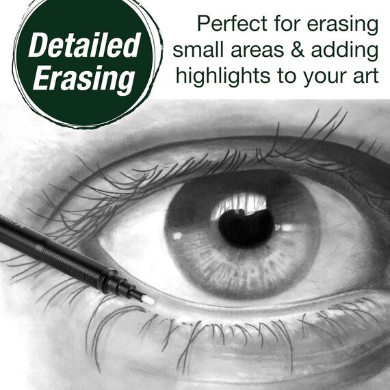 FABER-CASTELL 185610 - Radiergummi Stift Precision Eraser Pen, inklusive Nachfüllradierer, für Profis und Hobbykünstler (Radierstift + Extra Ersatzradierer)