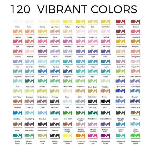 Artecho Dual-Tip Acrylic Paint Pen 120 Colors-Fine Tip and Brush Tip