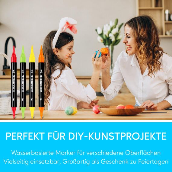 Pamaker 120 Farben Acrylstifte Set – Acrylmarker mit feiner Spitze und Pinsel für Stoff, Leinwand, Glas, Holz und Papier – Ideal für Kinder und Erwachsene, zum Zeichnen und DIY-Bastelprojekte