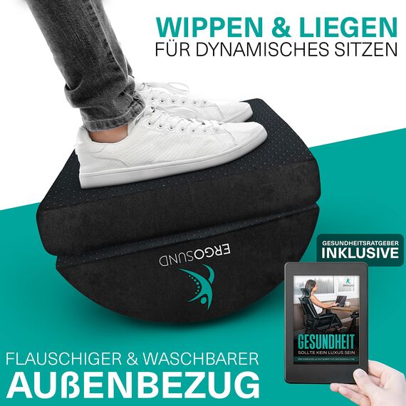 ERGOSUND Fußstütze Schreibtisch [TESTSIEGER] Premium Schaumstoffkern, Höhenverstellbare Fußbank [rutschfest] Ergonomische Fußablage Schreibtisch, Homeoffice Büro Zubehör Fußhocker Footrest Fussstütze