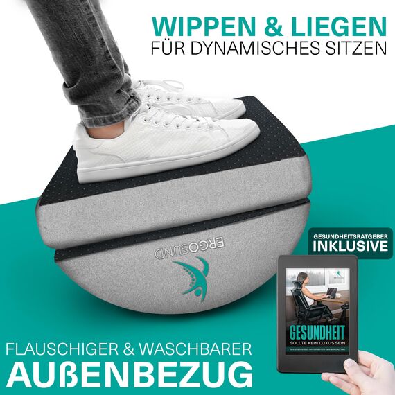 ERGOSUND Fußstütze Schreibtisch [TESTSIEGER] Premium Schaumstoffkern, Höhenverstellbare Fußbank [rutschfest] Ergonomische Fußablage Schreibtisch, Homeoffice Büro Zubehör Fußhocker Footrest Fussstütze