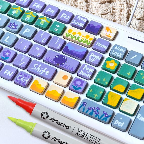 Artecho 72 Farben 36 Stück Acrylstifte Wasserfester Fine Tip Marker mit doppelten Enden für Rock Painting, Glas, Papier, Holz, Ei, Leinwand, Keramik, Stoff, Leder, DIY Crafts